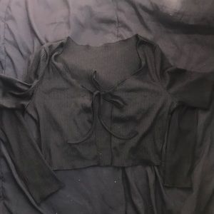 Black tie front cardigan